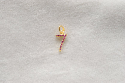 925 Sterling Silver Numeric 7 Charm with Diamond Accent – Ruby, Blue Sapphire & Tsavorite, 18.70mm