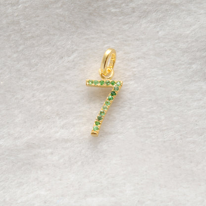 925 Sterling Silver Numeric 7 Charm with Diamond Accent – Ruby, Blue Sapphire & Tsavorite, 18.70mm