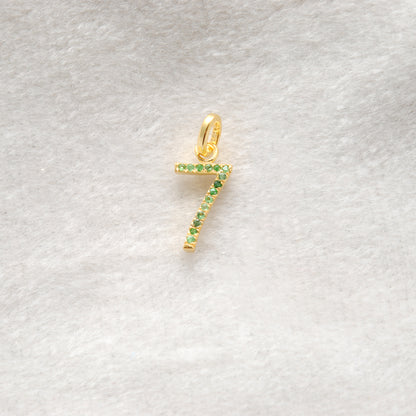 925 Sterling Silver Numeric 7 Charm with Diamond Accent – Ruby, Blue Sapphire & Tsavorite, 18.70mm