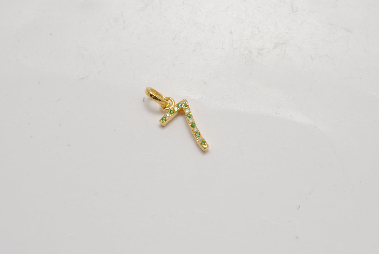 925 Sterling Silver Numeric 7 Charm with Diamond Accent – Ruby, Blue Sapphire & Tsavorite, 18.70mm