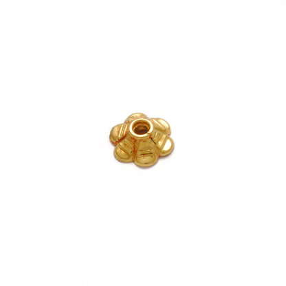 7mm 18K gold floral cap spacer bead cap finding - front view