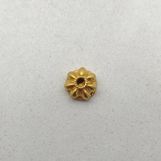 7mm 18K solid gold spacer cap bead - front view