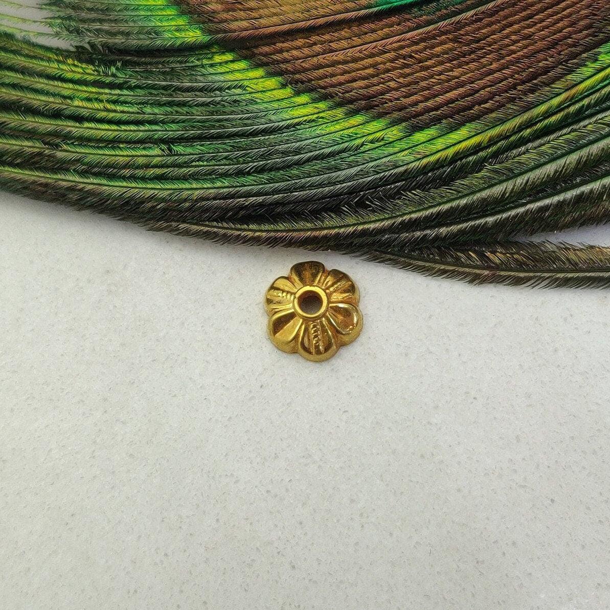 7mm 18K yellow gold craft bead caps spacer DIY front view