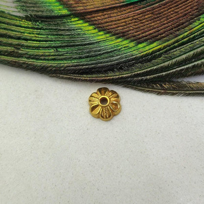 7mm 18K yellow gold craft bead caps spacer DIY front view