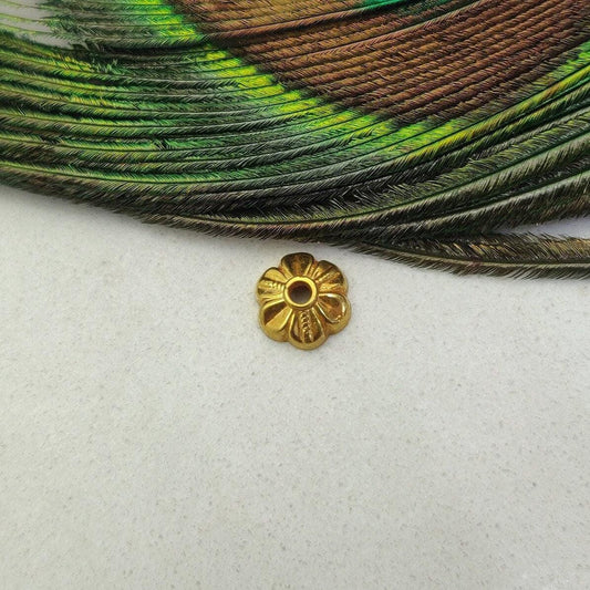 7mm 18K yellow gold craft bead caps spacer DIY front view