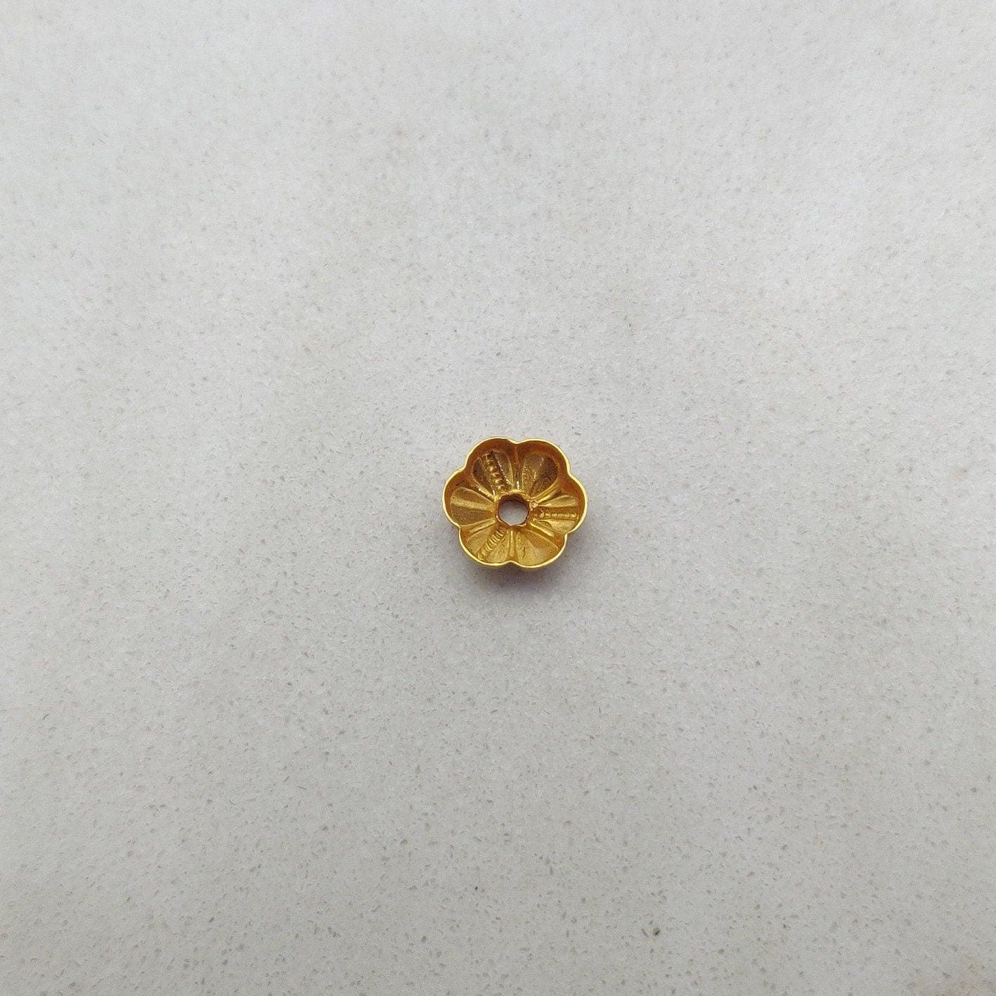 7mm 18K gold bead cap overhead view Jaipur