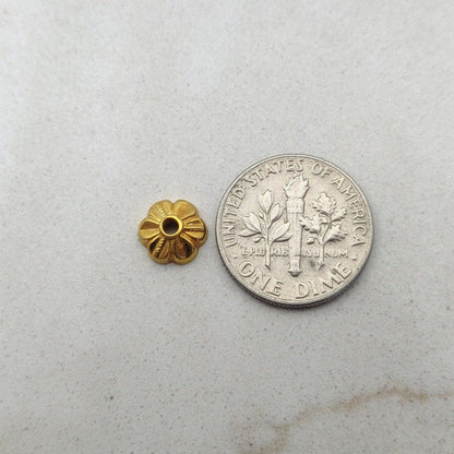 7mm 18K gold craft spacer cap styled on DIY jewelry