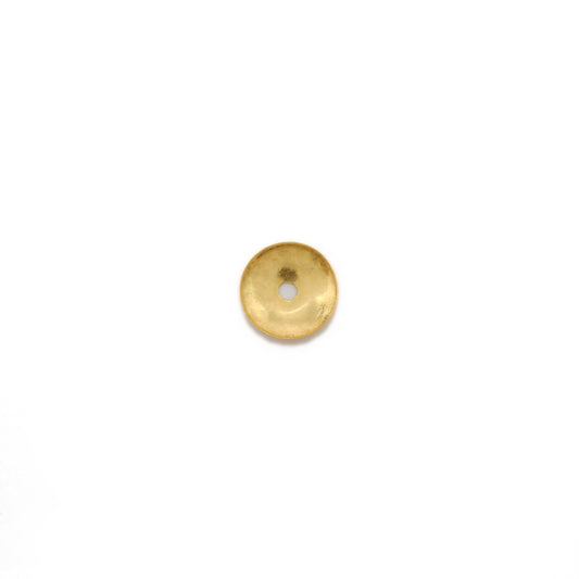 8.5mm 18K solid yellow gold simple plain bead cap finding - front view