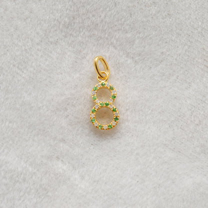 Silver Numeric 8 Charm Diamond Pendant | Ruby, Blue Sapphire & Tsavorite Jewelry