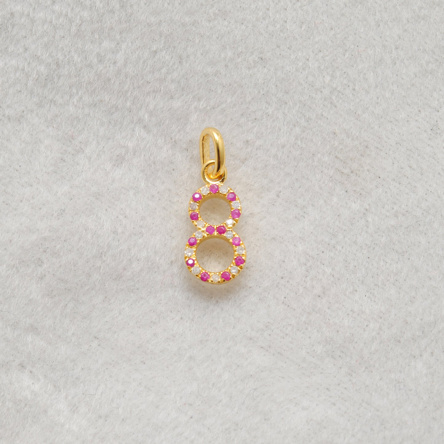 Silver Numeric 8 Charm Diamond Pendant | Ruby, Blue Sapphire & Tsavorite Jewelry