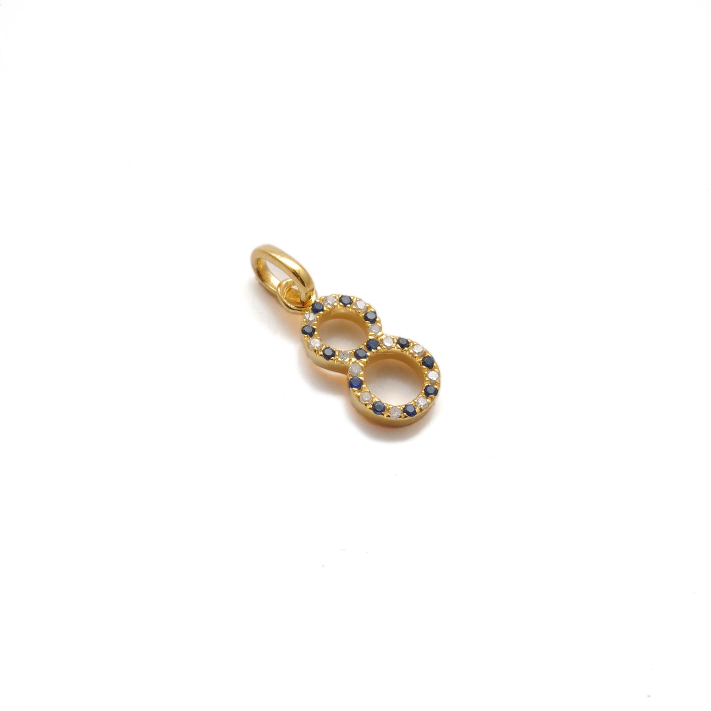 Silver Numeric 8 Charm Diamond Pendant | Ruby, Blue Sapphire & Tsavorite Jewelry