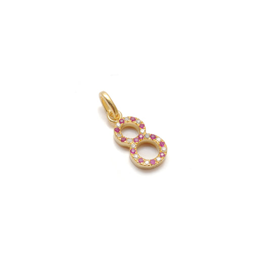 Silver Numeric 8 Charm Diamond Pendant | Ruby, Blue Sapphire & Tsavorite Jewelry