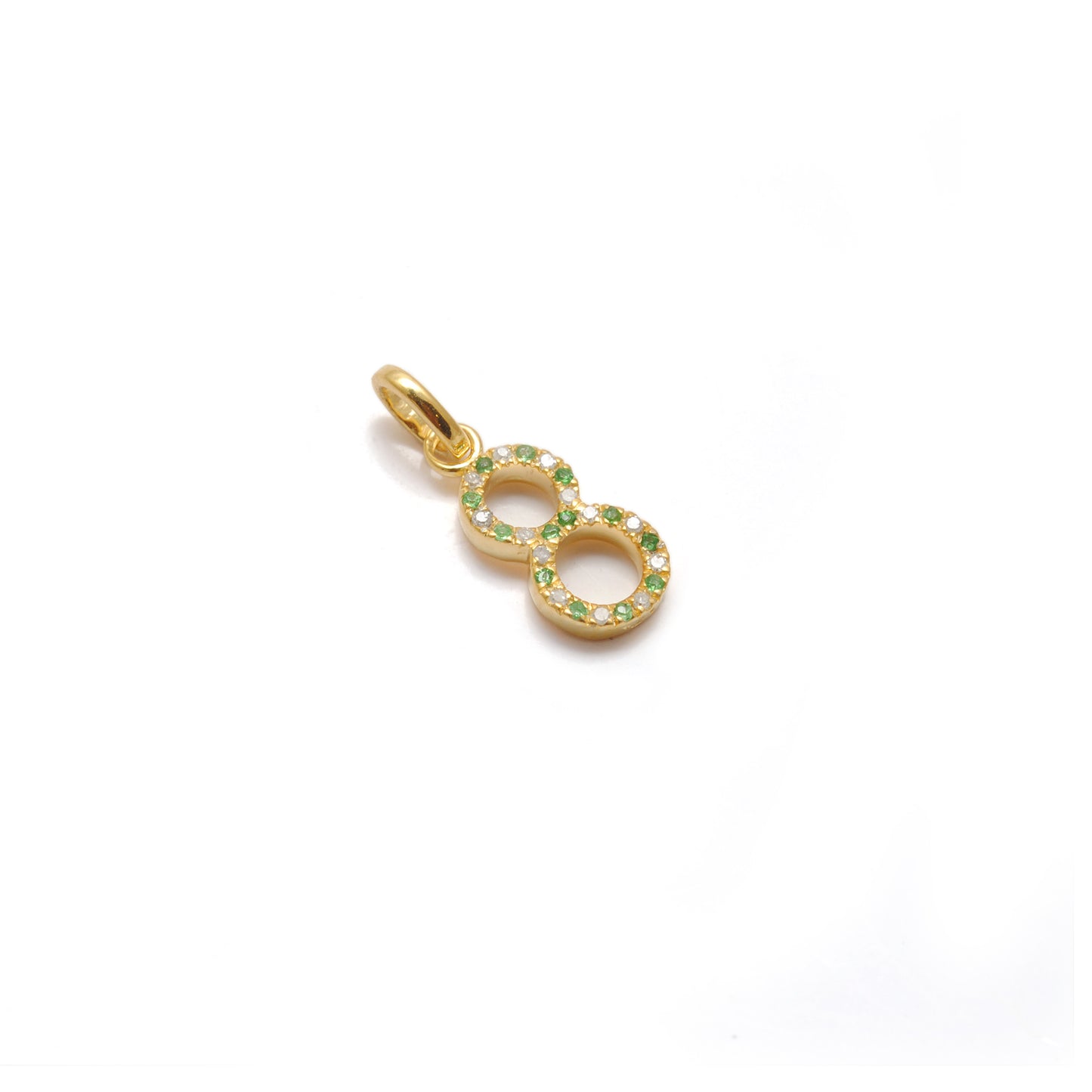 Silver Numeric 8 Charm Diamond Pendant | Ruby, Blue Sapphire & Tsavorite Jewelry