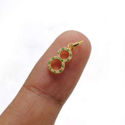 Silver Numeric 8 Charm Diamond Pendant | Ruby, Blue Sapphire & Tsavorite Jewelry