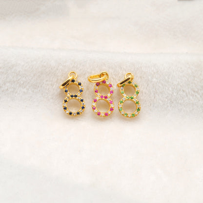 Silver Numeric 8 Charm Diamond Pendant | Ruby, Blue Sapphire & Tsavorite Jewelry