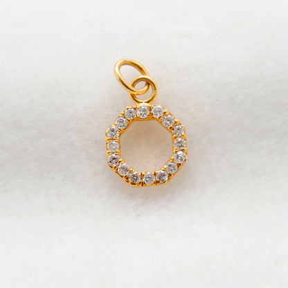 8mm 14K Solid Gold Pavé Diamond Pendant Charm – Front View