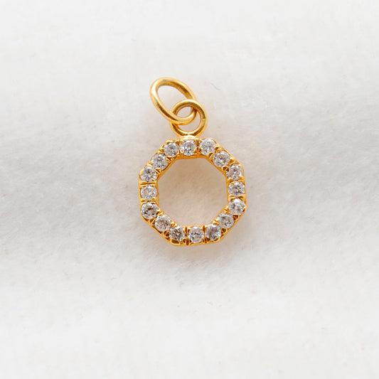 8mm 14K Solid Gold Pavé Diamond Pendant Charm – Front View