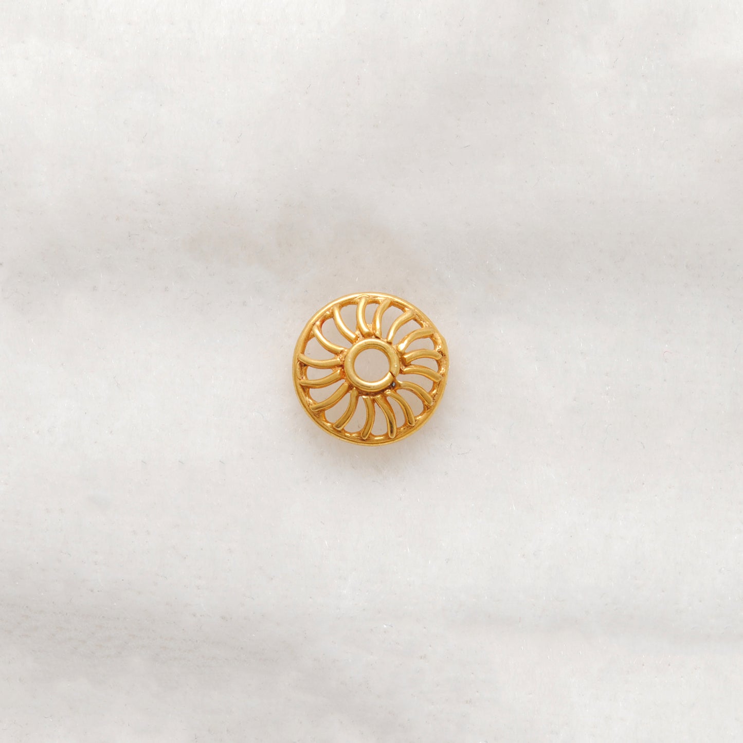 8mm 18K gold wheel bead cap - multiple angles display