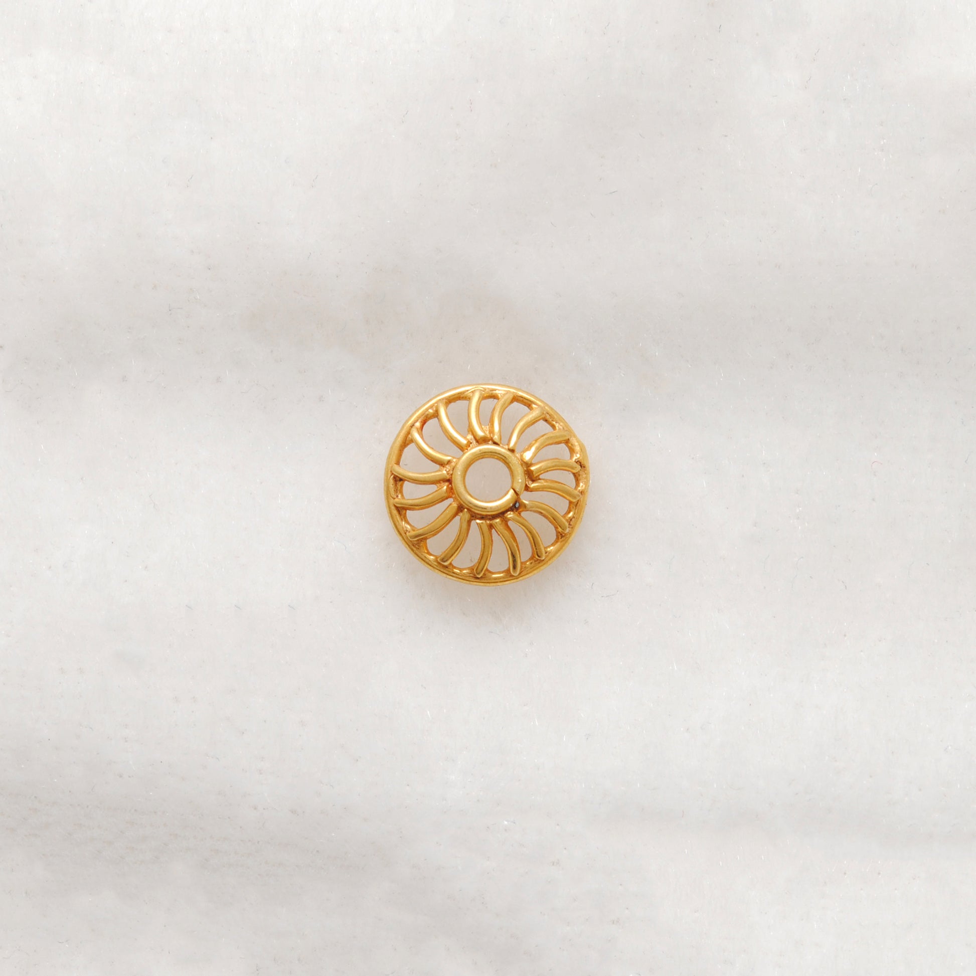 8mm 18K gold wheel bead cap - multiple angles display