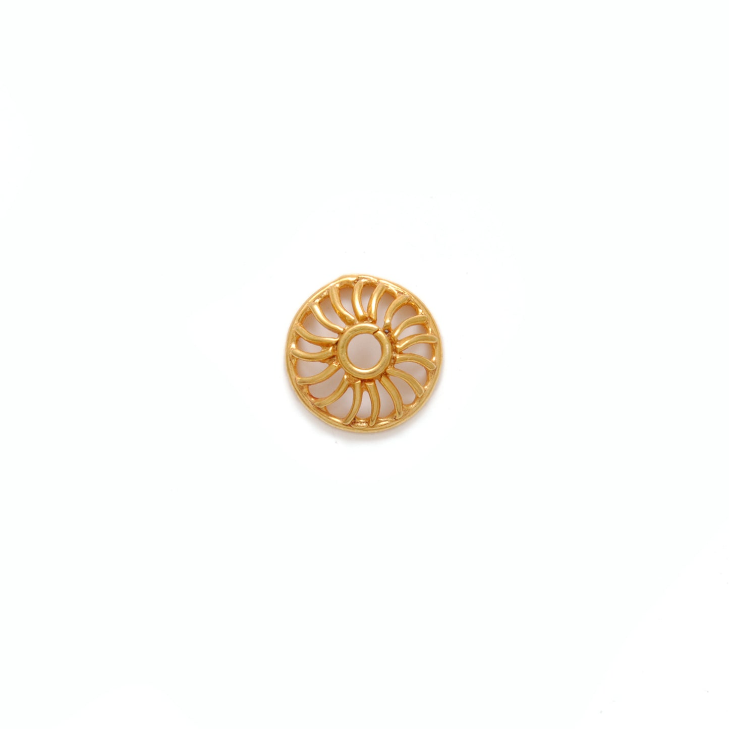 8mm 18K gold wheel cap bead finding jewelry component - front view
