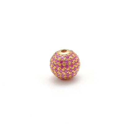 8mm Diamond Pave Ruby Sapphire Silver Spacer Beads for Jewelry Making