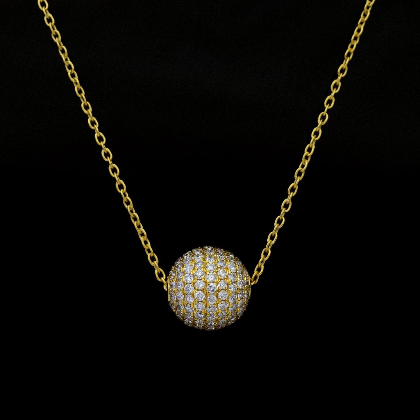 8mm Diamond 14K Gold Round Ball Spacer – Overhead View