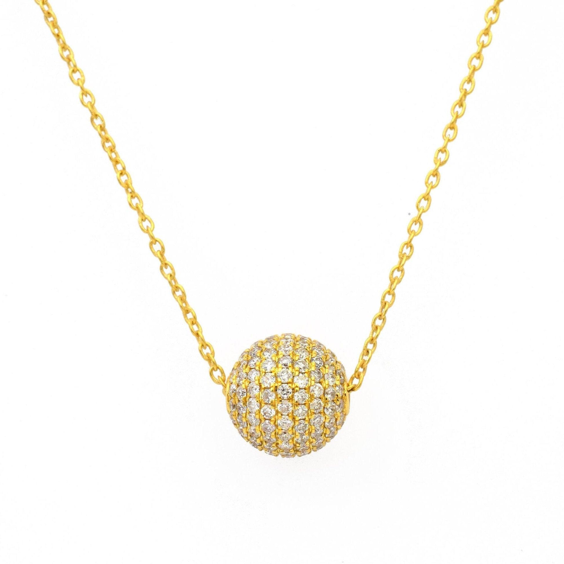 8mm Diamond Pavé Gold Ball Spacer Bead – Side Profile