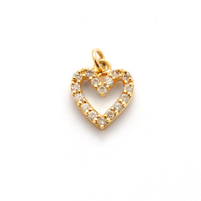 8mm Diamond Pavé Gold Heart Charm – Side Profile
