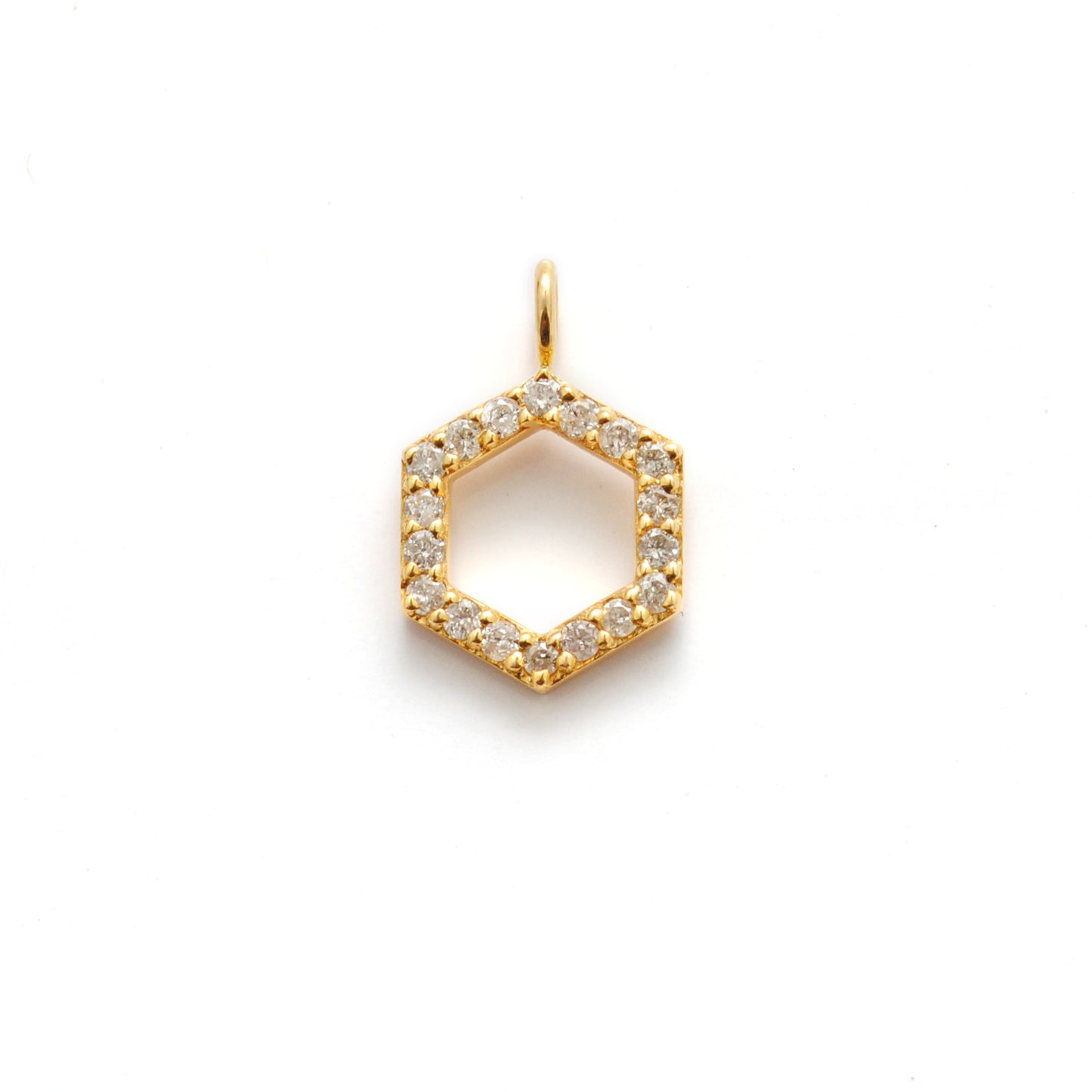 8mm Diamond Pavé Gold Hexagon Charm – Side Profile