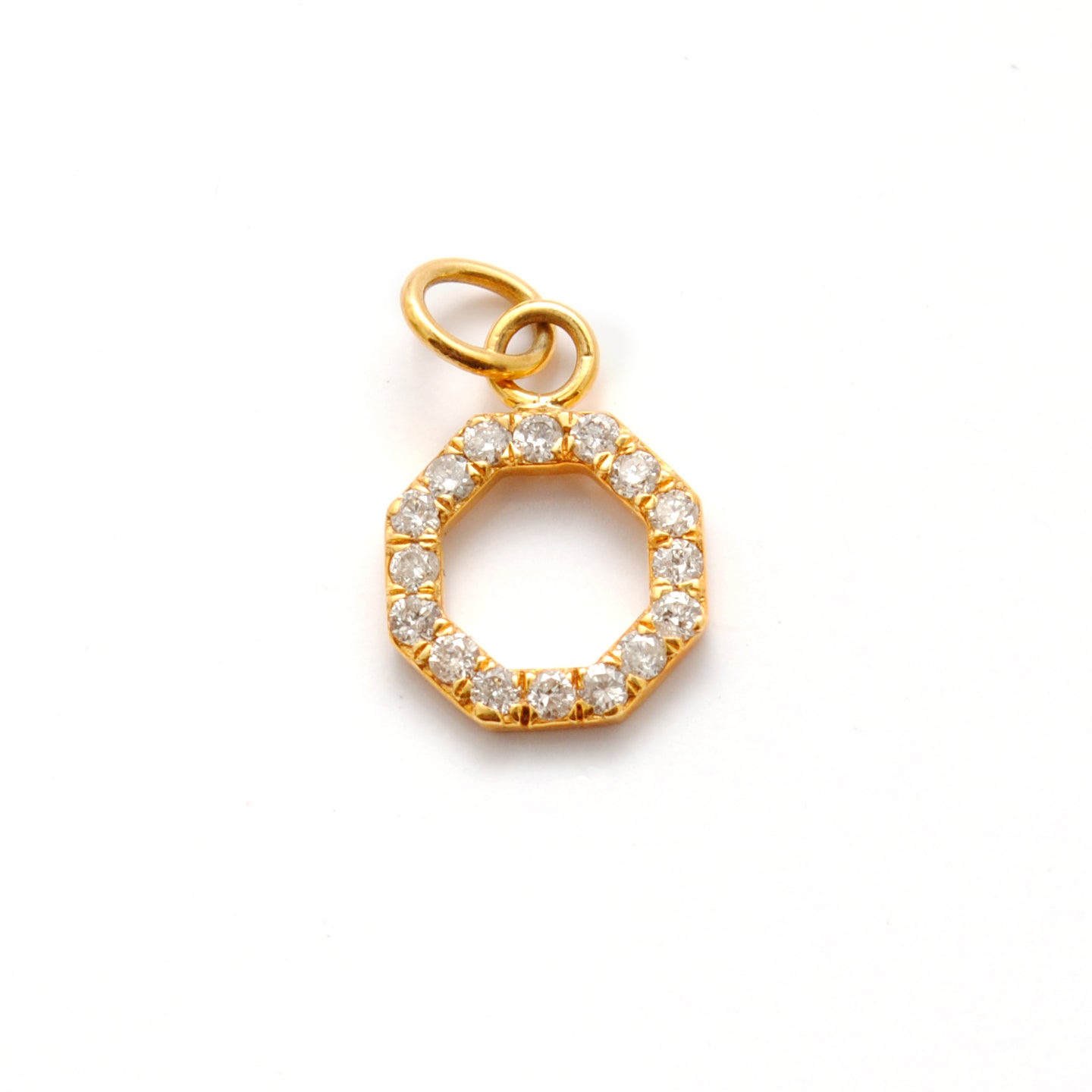 8mm Diamond Pavé Gold Pendant Charm – Side Profile