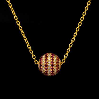 8mm Diamond Ruby 14K Gold Ball Spacer Bead – Overhead View