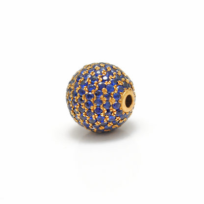8mm Diamond Sapphire 14K Gold Ball Spacer – Overhead View