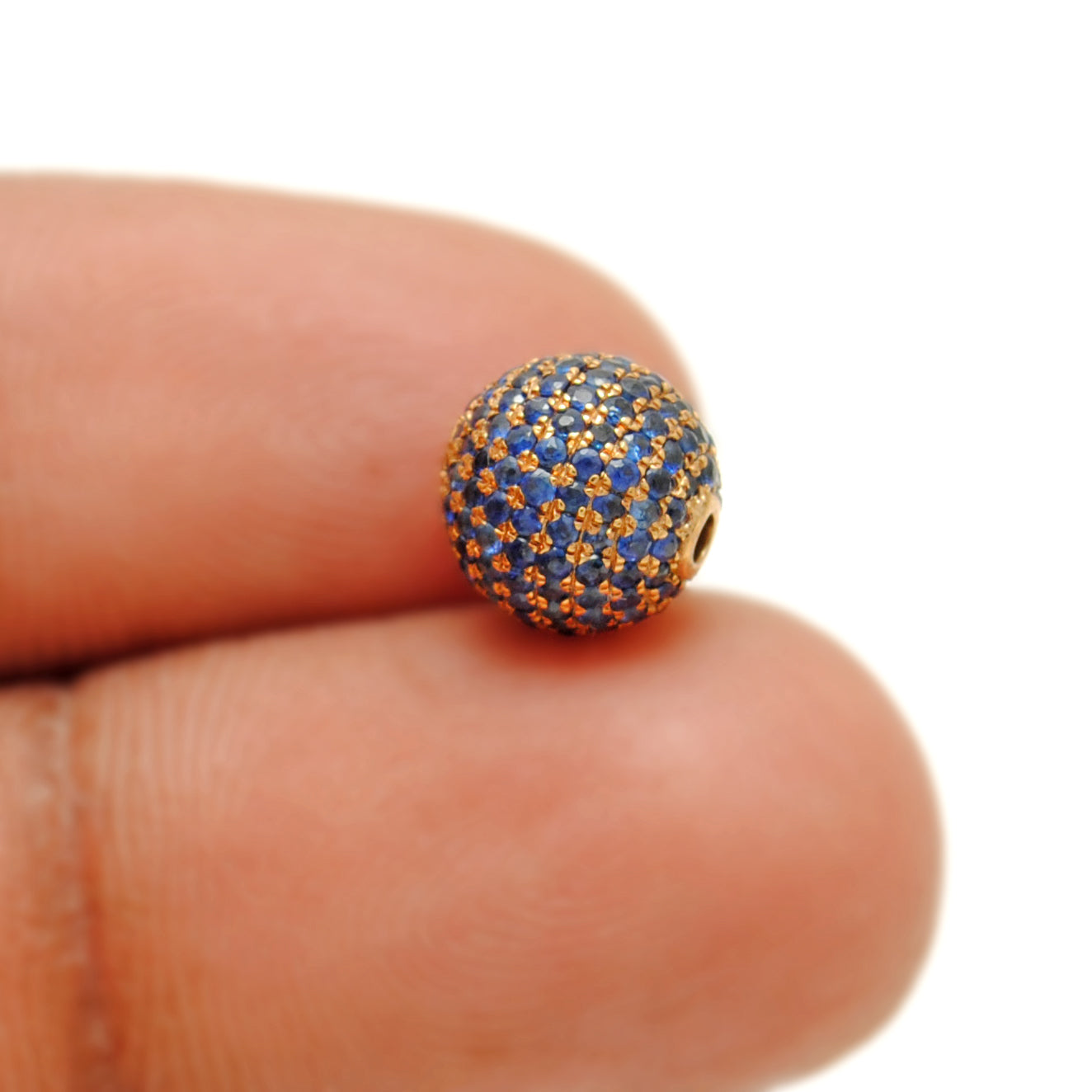 8mm Diamond Sapphire 14K Gold Spacer Bead – Scale Reference