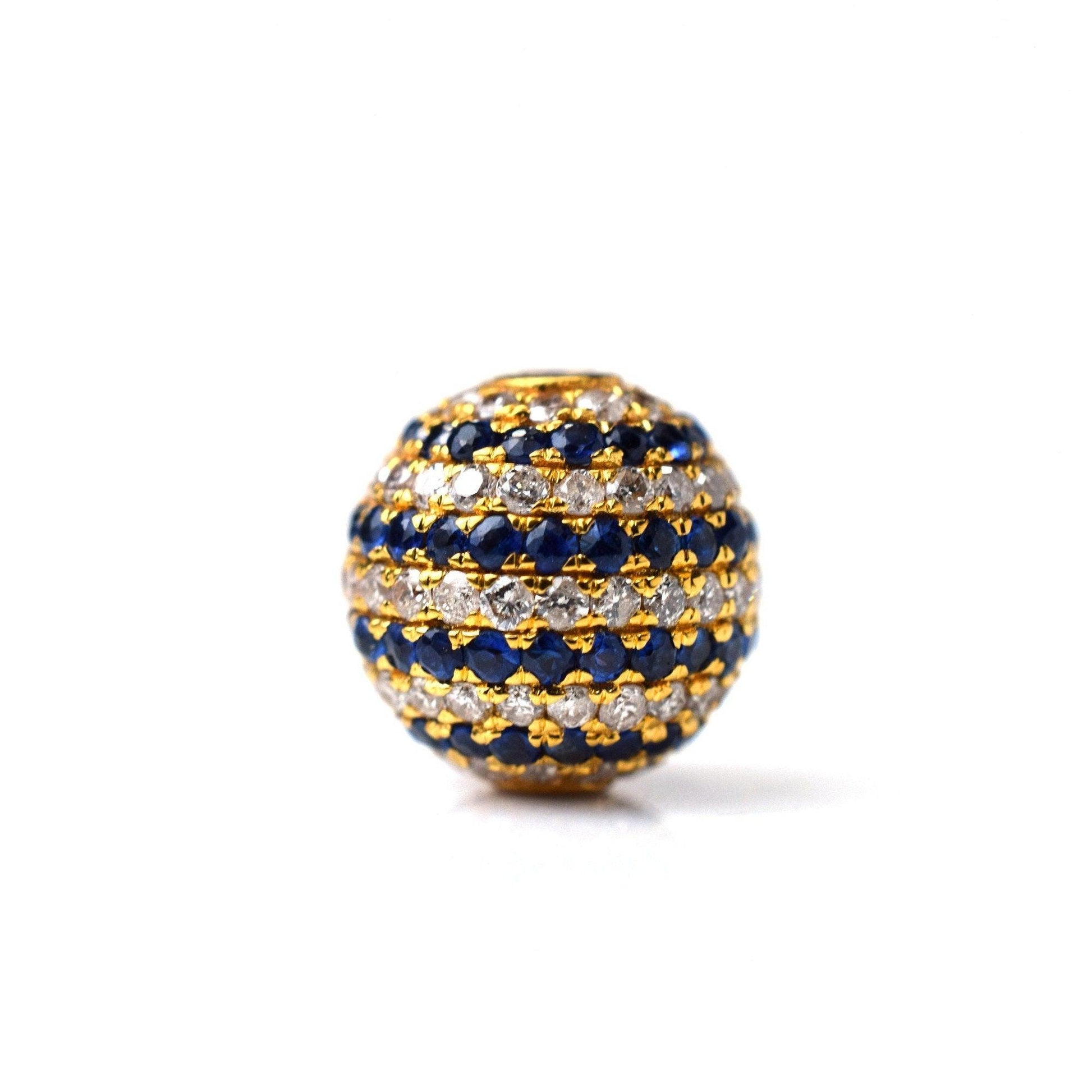 8mm Diamond Sapphire Gold Round Bead – Side Profile