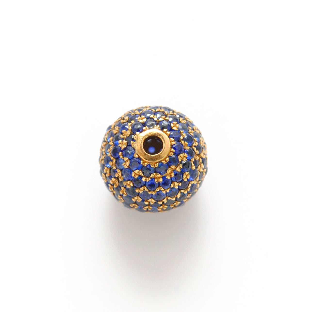 8mm Diamond Sapphire Pavé Gold Ball Bead – Side Profile