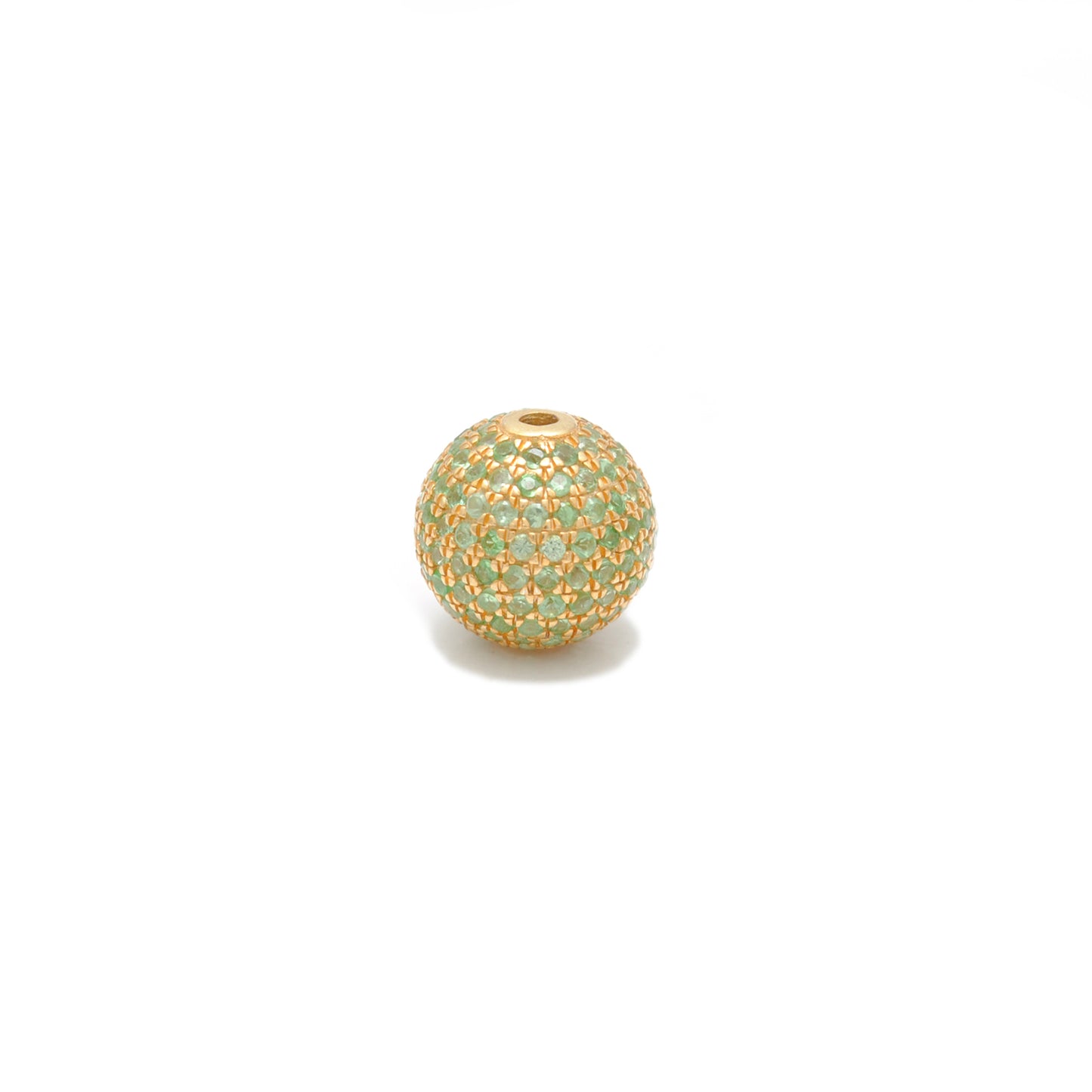 8mm Tsavorite Pavé Gold Ball Bead – Side Profile View
