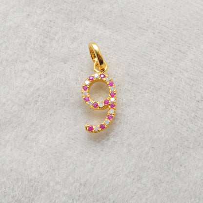 Tsavorite Numeric Charm Pendant | Blue Sapphire Ruby Pave Jewelry
