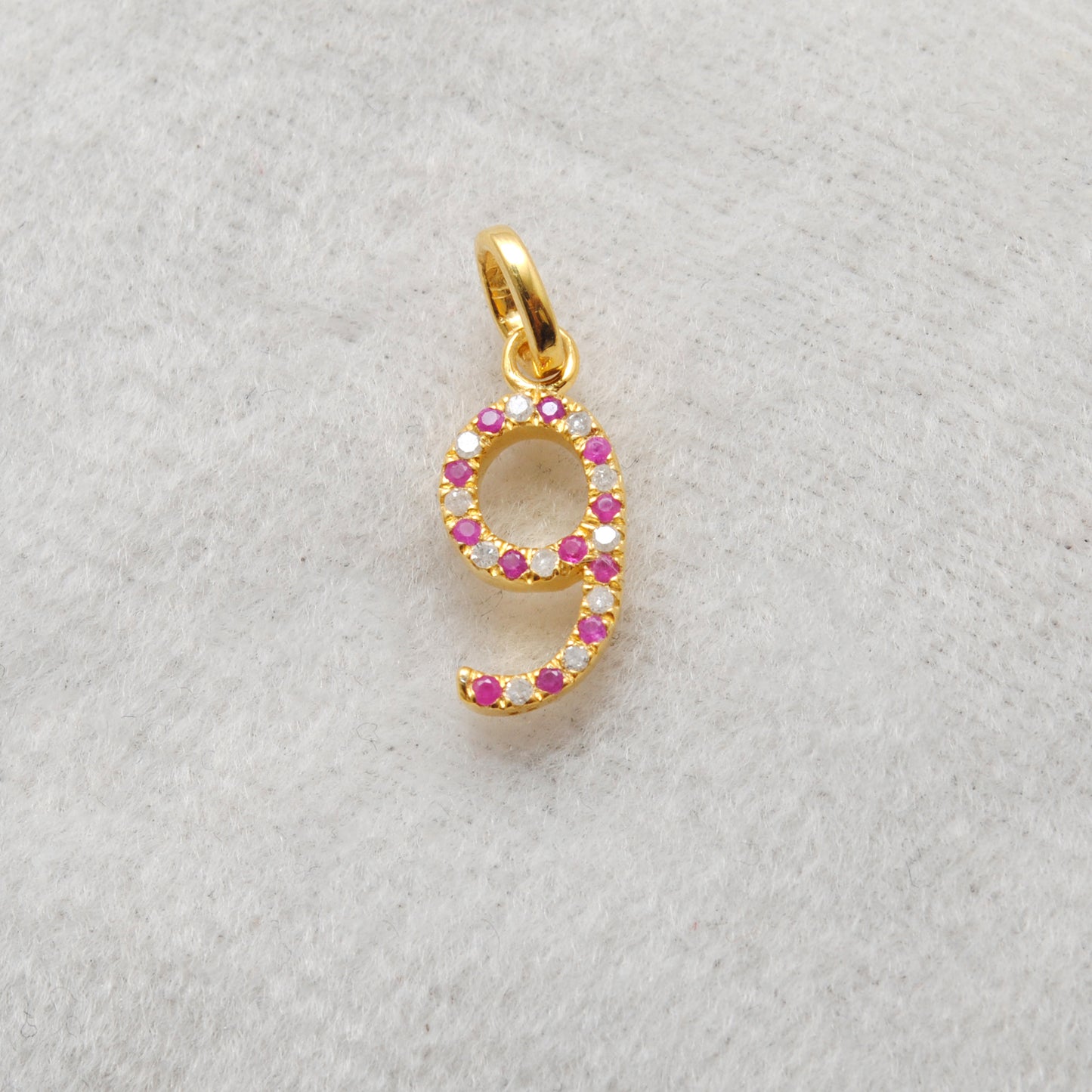 Tsavorite Numeric Charm Pendant | Blue Sapphire Ruby Pave Jewelry