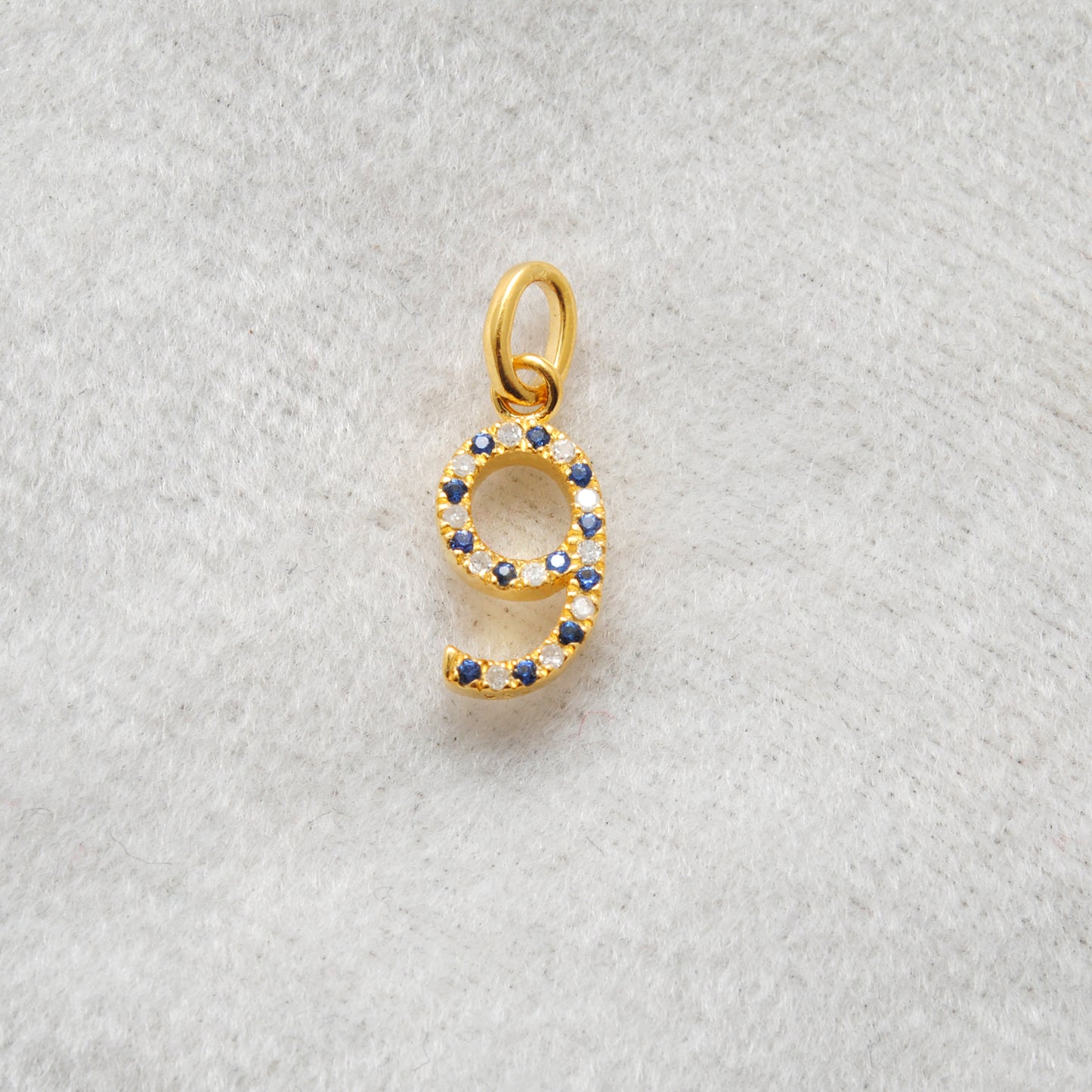 Tsavorite Numeric Charm Pendant | Blue Sapphire Ruby Pave Jewelry
