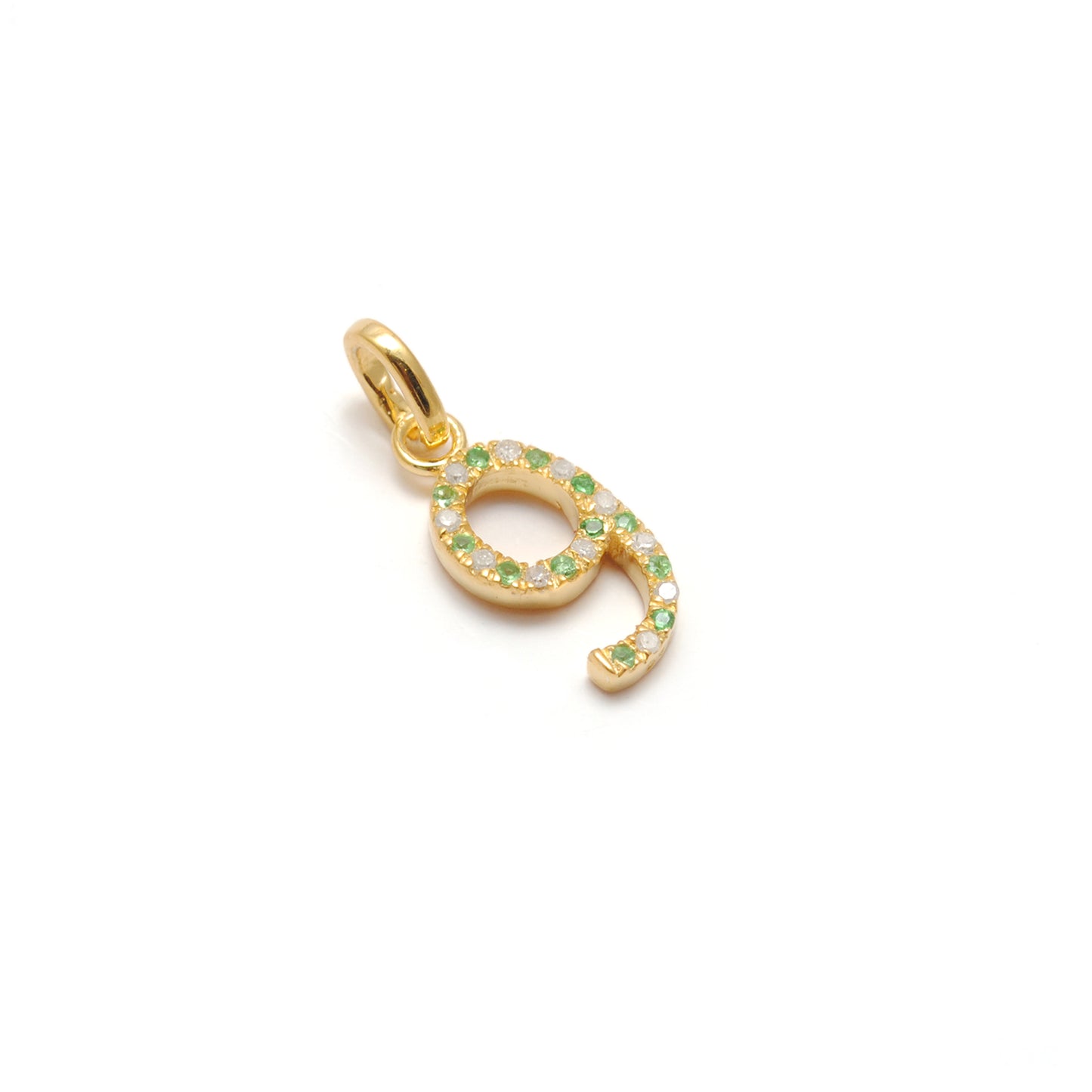 Tsavorite Numeric Charm Pendant | Blue Sapphire Ruby Pave Jewelry
