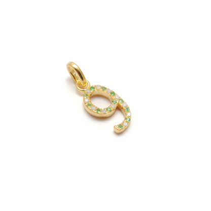 Tsavorite Numeric Charm Pendant | Blue Sapphire Ruby Pave Jewelry