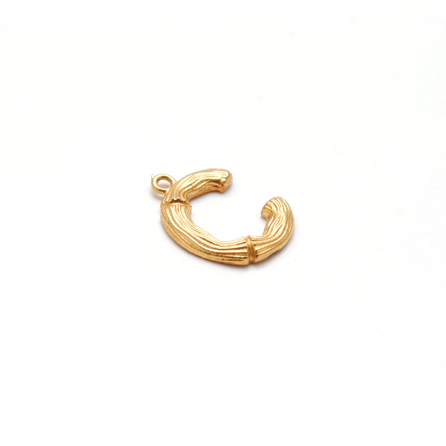 18k Solid Yellow Gold C Initial Letter Charm Pendant