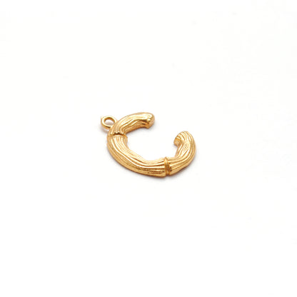 18k Solid Yellow Gold C Initial Letter Charm Pendant