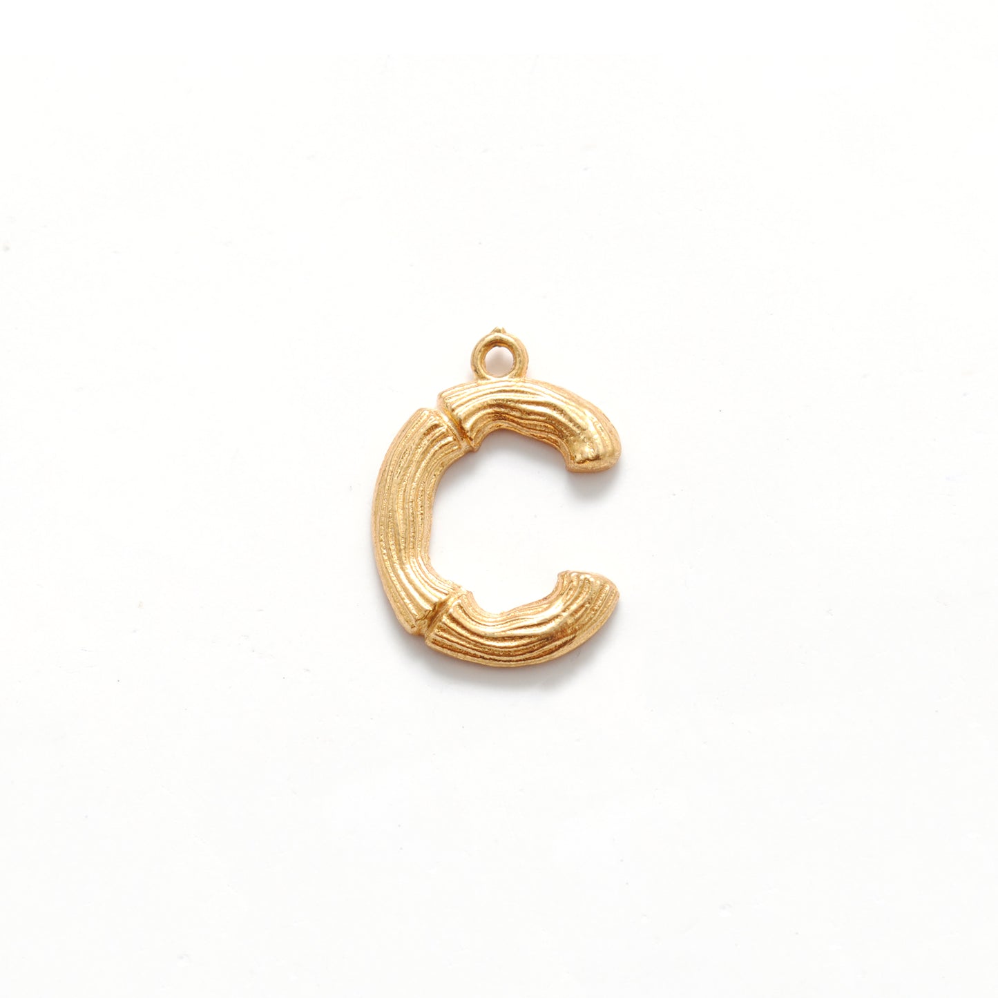18k Solid Yellow Gold C Initial Letter Charm Pendant