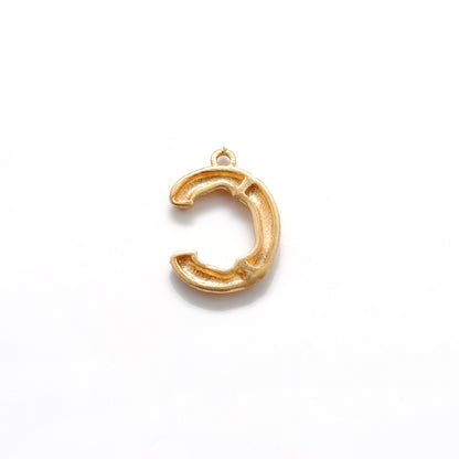 18k Solid Yellow Gold C Initial Letter Charm Pendant