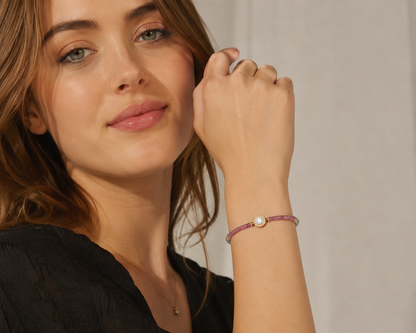 Natural Multi-Color Tourmaline & Diamond Beaded Bracelet | Handmade Rainbow Gemstone Bracelet for Women | October Birthstone Gift