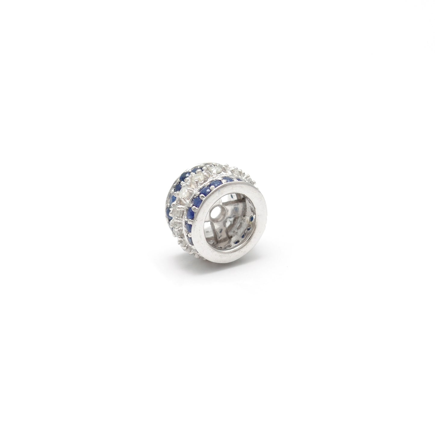 Sapphire Tsavorite Diamond Diamond Ruby Donut Silver Spacer Charm Beads Findings