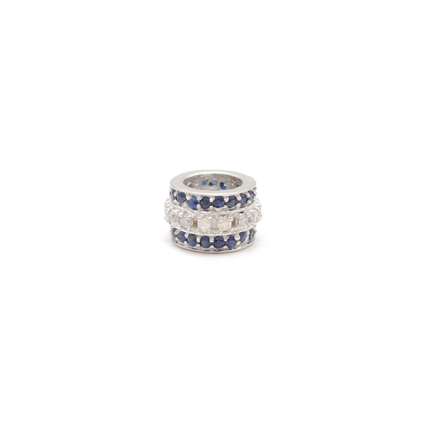 Sapphire Tsavorite Diamond Diamond Ruby Donut Silver Spacer Charm Beads Findings