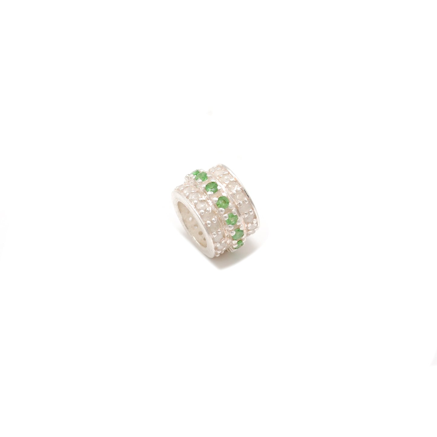 Sapphire Tsavorite Diamond Diamond Ruby Donut Silver Spacer Charm Beads Findings