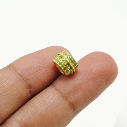 Sapphire Tsavorite Diamond Diamond Ruby Donut Silver Spacer Charm Beads Findings